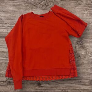 J.Crew Womens Women's size M Eyelet Back Crew Neck Sweatshirt Orange/Red Color